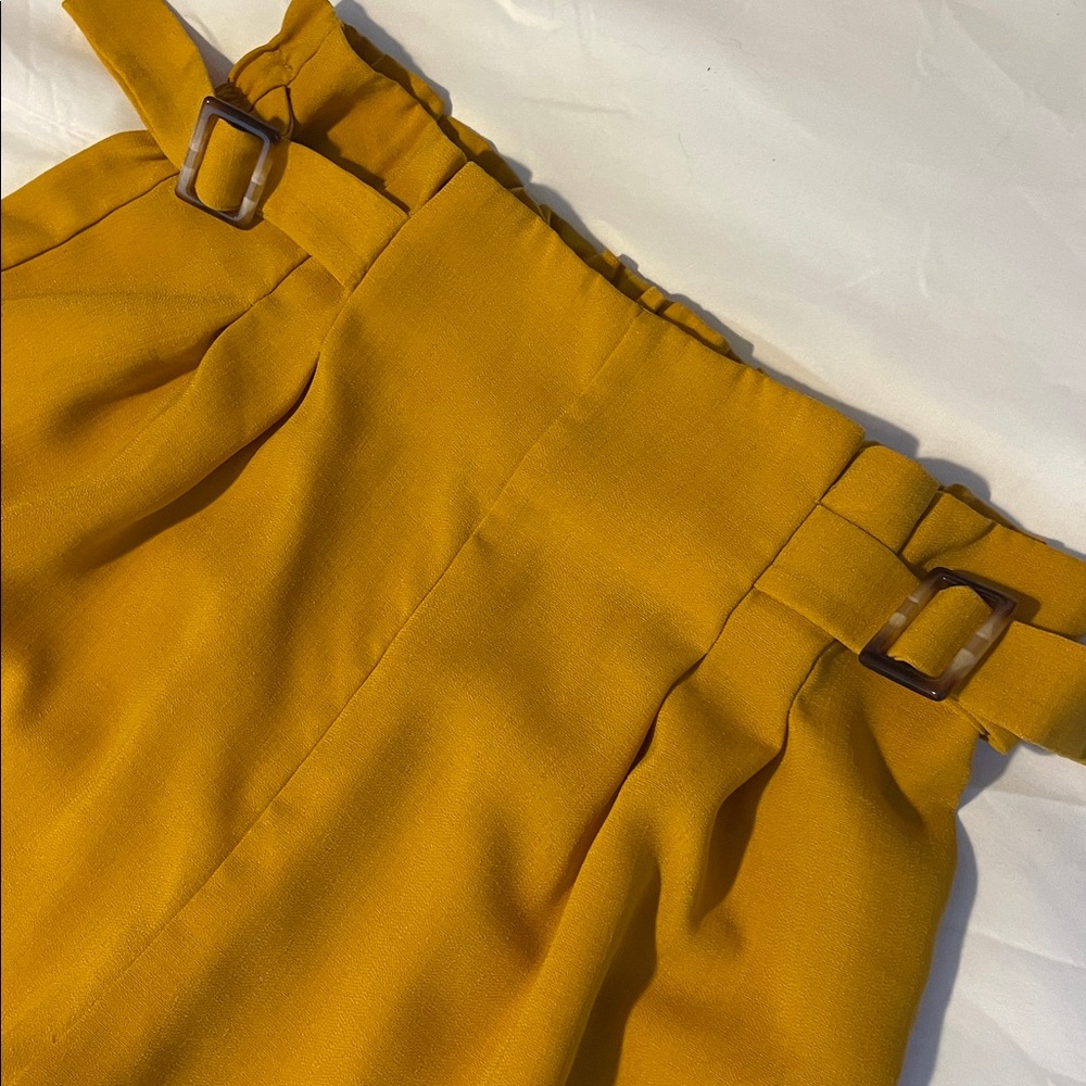 Elegant Mustard Wide-Leg Women's Pants - Picture 2 of 10